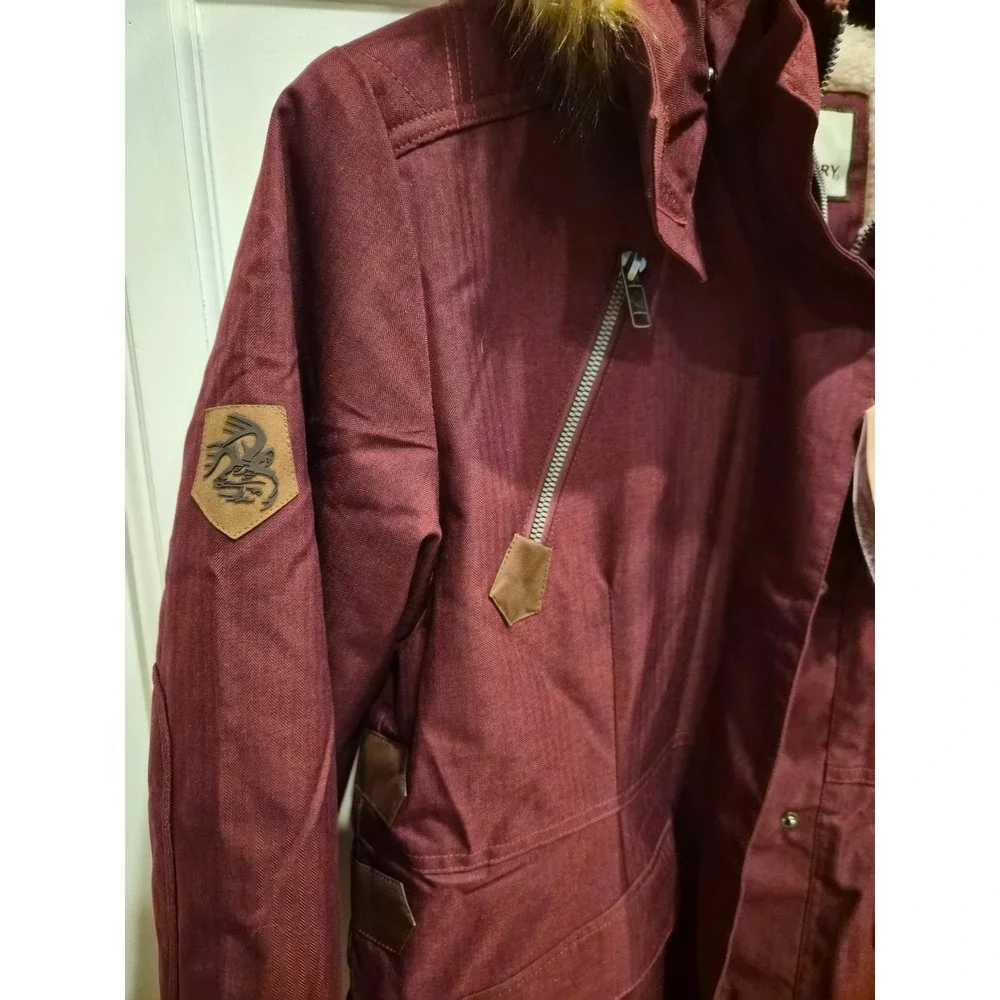 Legendary Whitetails Womens Anchorage Parka Maroon Herringbone Faux Fur Hood MD - Picture 9 of 10
